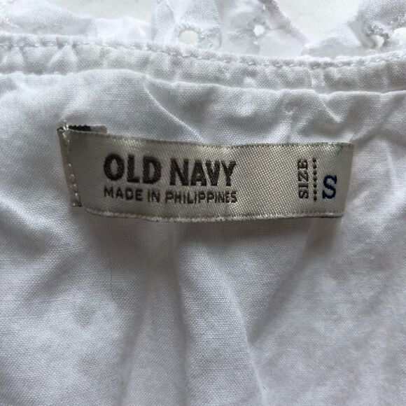 Old Navy White 100% Cotton Dress Sleeveless V neck elastic at waist Small - Picture 4 of 9